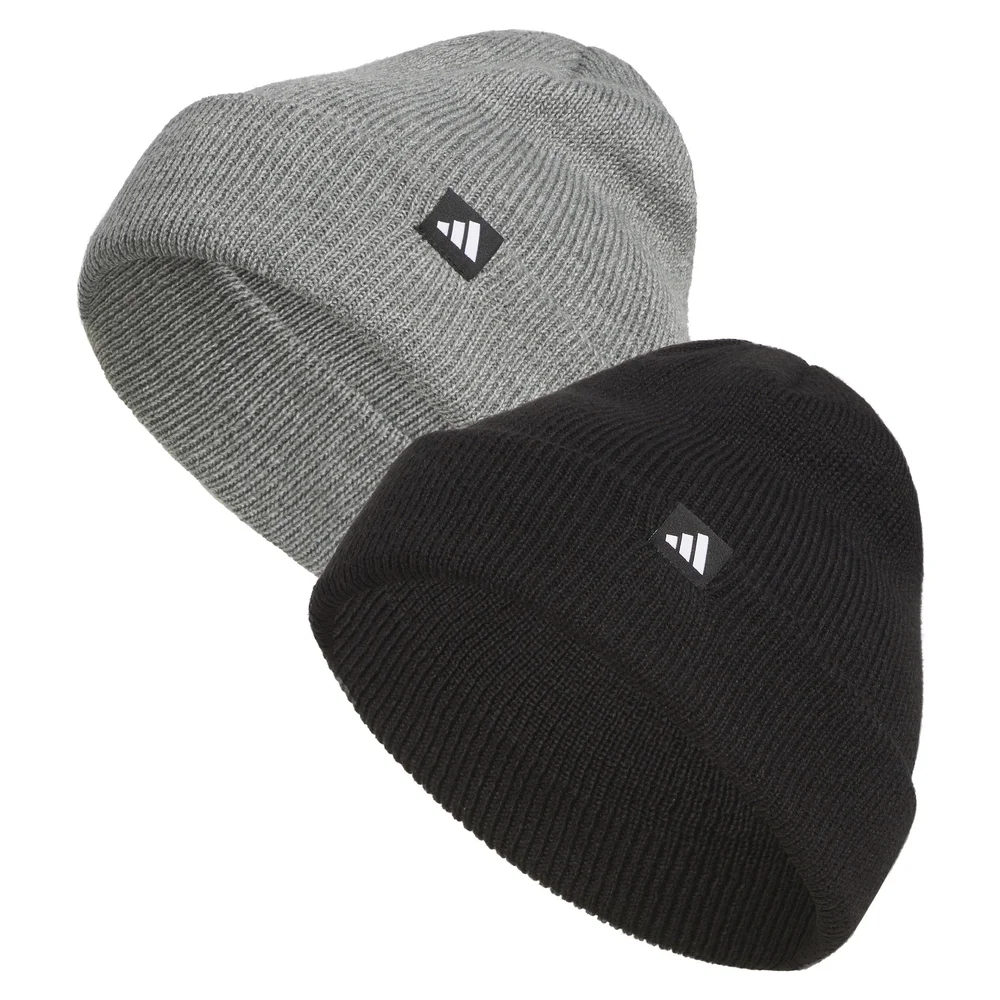 Adidas Unisex Fold Beanies In‎ Black And Gray 2 Pack